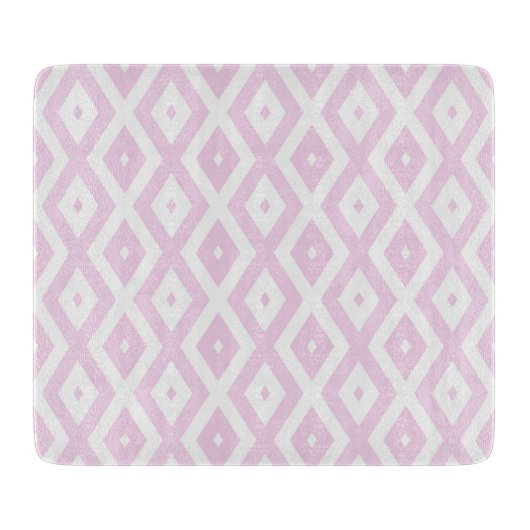 Bleek roze en wit diamantpatroon snijplank (Voorkant)