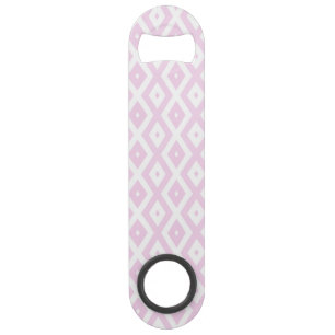 Bleek roze en wit diamantpatroon speed flessenopener