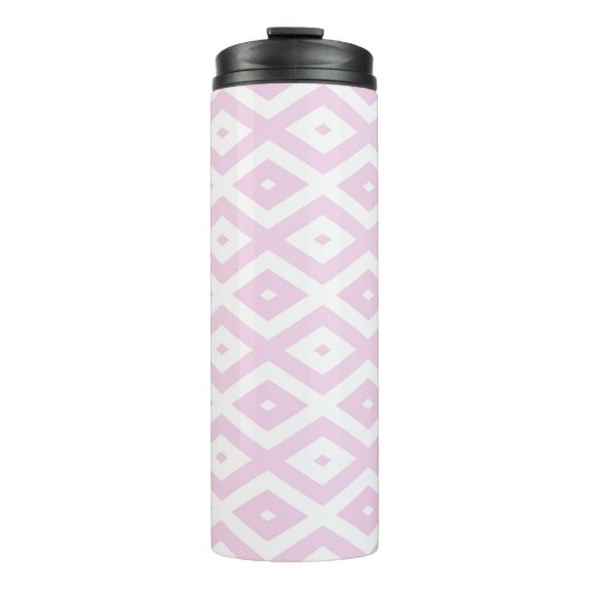 Bleek roze en wit diamantpatroon thermosbeker (Voorkant)