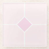 Bleek roze en wit geometrisch patroon glazen onderzetter (Voorkant)