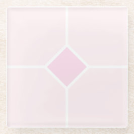 Bleek roze en wit geometrisch patroon glazen onderzetter