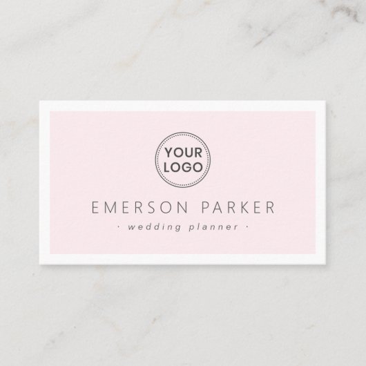 Bleek roze en wit modern minimalistisch voeg logo  visitekaartje (Voorkant)