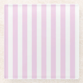 Bleek roze en witte snoepjes strepen glazen onderzetter