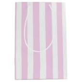 Bleek roze en witte snoepjes strepen medium cadeauzakje (Voorkant)