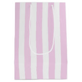 Bleek roze en witte snoepjes strepen medium cadeauzakje (Achterkant)