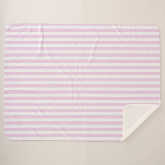 Bleek roze en witte snoepjes strepen sherpa deken (Voorkant (horizontaal))