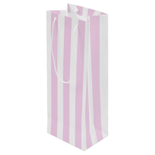 Bleek roze en witte snoepjes strepen wijn cadeautas (Achterkant Gekanteld)