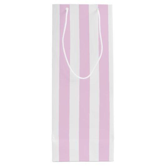 Bleek roze en witte snoepjes strepen wijn cadeautas (Achterkant)