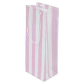 Bleek roze en witte snoepjes strepen wijn cadeautas (Voorkant Gekanteld)