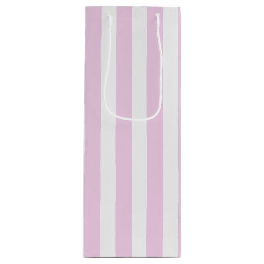 Bleek roze en witte snoepjes strepen wijn cadeautas (Voorkant)