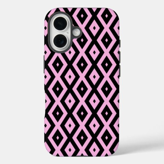 Bleek roze en zwart diamantpatroon Case-Mate iPhone case (Achterkant)