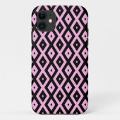Bleek roze en zwart diamantpatroon Case-Mate iPhone case (Achterkant)
