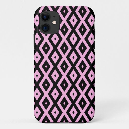 Bleek roze en zwart diamantpatroon Case-Mate iPhone case (Achterkant)