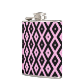 Bleek roze en zwart diamantpatroon heupfles (Links)