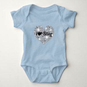 Bleek roze Faux diamanthart "I Love Bling"-ontwerp Romper