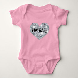 Bleek roze Faux diamanthart "I Love Bling"-ontwerp Romper