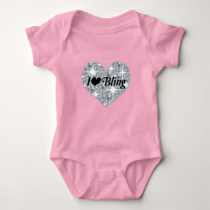 Bleek roze Faux diamanthart "I Love Bling"-ontwerp Romper