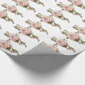 Bleek roze fijne Rozen Cadeaupapier (Hoek)