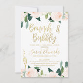 Bleek Roze Floral Brunch Bridal Shower Kaart (Voorkant)