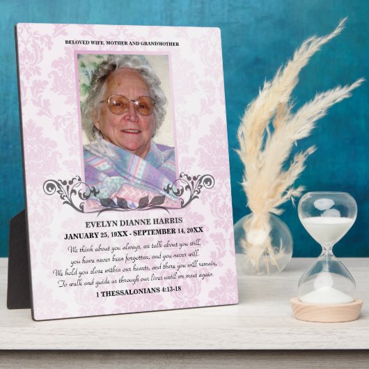 Bleek-roze foto Memorial Plaque Fotoplaat (Zijkant)