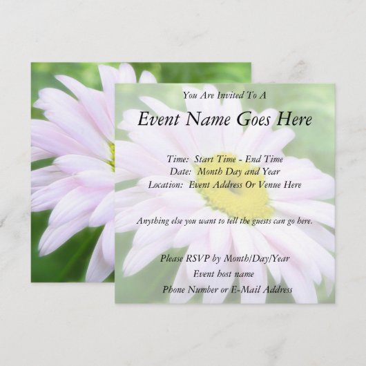 Bleek roze gekleurde draisy kaart (Voorkant / Achterkant)