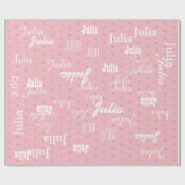 bleek roze gepersonaliseerd patroon van namen cadeaupapier (Vlak)