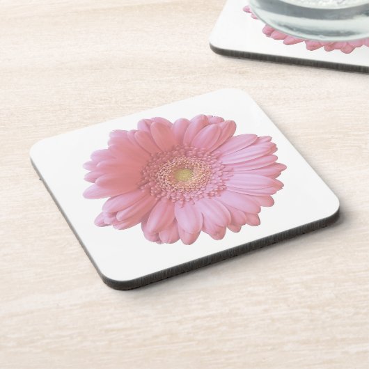 Bleek roze gerbera daisy bier onderzetter (Linkerzijde)