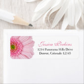 Bleek Roze Gerbera Daisy Bruiloft Retouradres Etiket (Insitu)