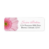 Bleek Roze Gerbera Daisy Bruiloft Retouradres Etiket (Voorkant)