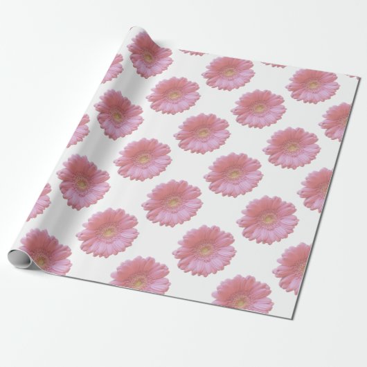 Bleek roze gerbera daisy cadeaupapier (Uitgerold)