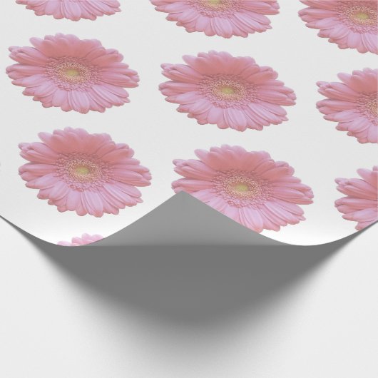 Bleek roze gerbera daisy cadeaupapier (Hoek)