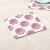 Bleek roze gerbera daisy kartonnen onderzetters (Schuin)