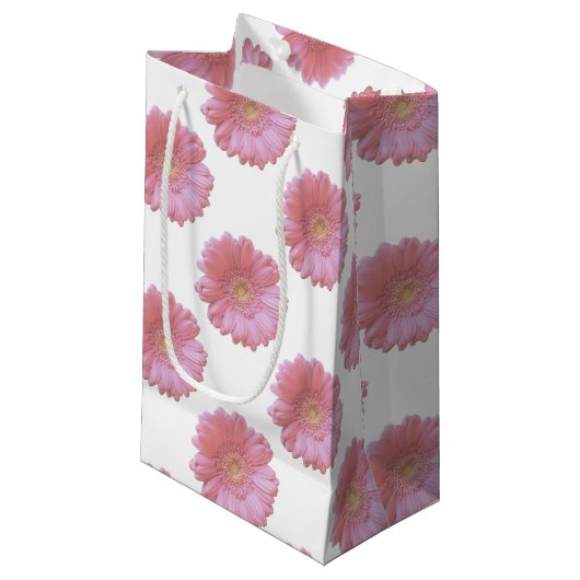 Bleek roze gerbera daisy klein cadeauzakje (Voorkant Gekanteld)
