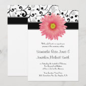 Bleek roze Gerbera Daisy Scroll Design Wedding Kaart (Voorkant / Achterkant)