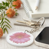 Bleek roze gerbera daisy sleutelhanger (Voorkant Rechts)