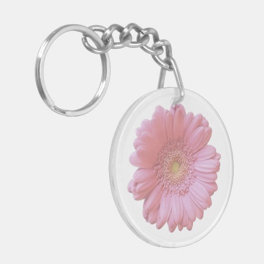 Bleek roze gerbera daisy sleutelhanger (Voorkant Links)