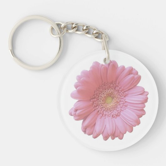 Bleek roze gerbera daisy sleutelhanger (Voorkant)