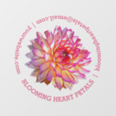 Bleek roze Giant Dahlia Business Contact Storefron Raamsticker (Vel)
