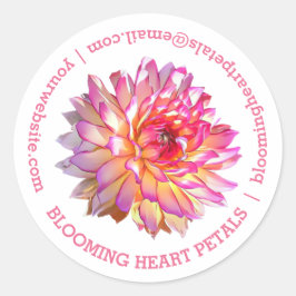 Bleek roze Giant Dahlia Business - Contactgegevens Ronde Sticker