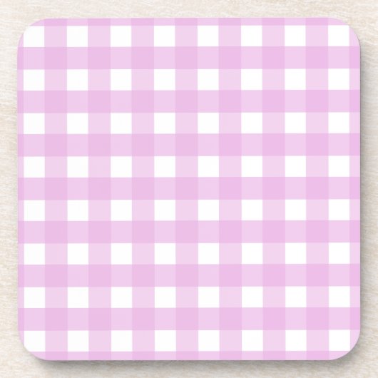 Bleek roze gingham bier onderzetter (Voorkant)