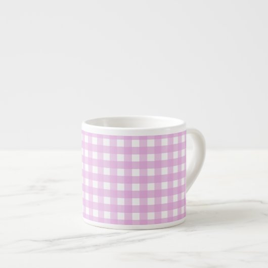 Bleek roze gingham espresso kop (Voorkant rechts)