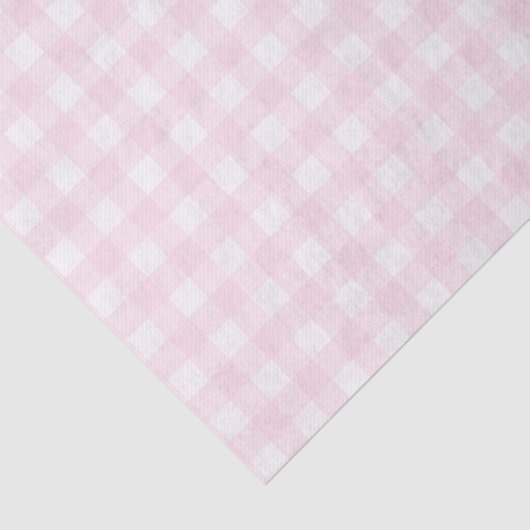 Bleek Roze Gingham Gecontroleerd Patroon Tissuepapier (Detail)