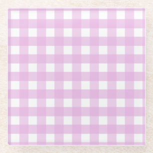 Bleek roze gingham glazen onderzetter