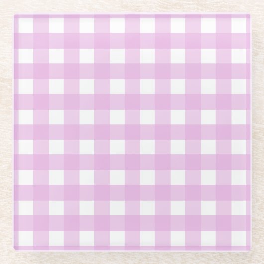 Bleek roze gingham glazen onderzetter (Voorkant)