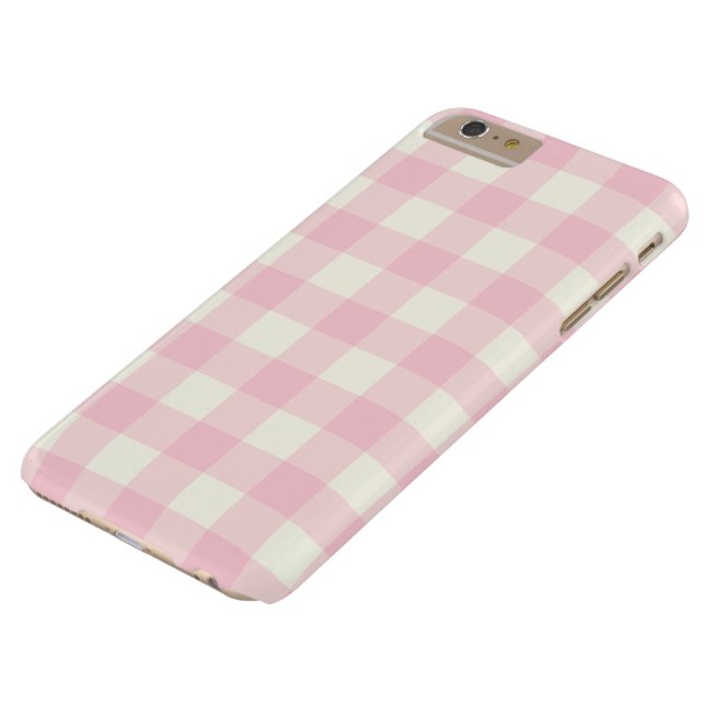 Bleek Roze Gingham iPhone 6 Plus Hoesje (Bovenkant)