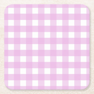Bleek roze gingham kartonnen onderzetters
