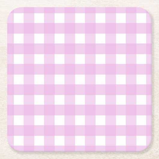 Bleek roze gingham kartonnen onderzetters (Voorkant)