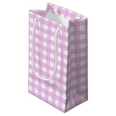 Bleek roze gingham klein cadeauzakje (Voorkant Gekanteld)