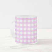 Bleek roze gingham matglas koffiemok (Voorkant links)