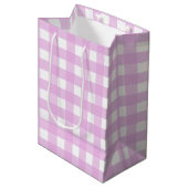 Bleek roze gingham medium cadeauzakje (Voorkant Gekanteld)